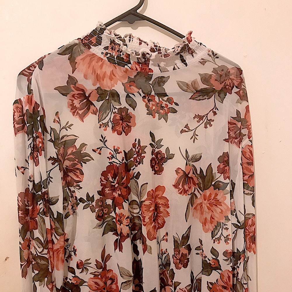 Floral mesh top